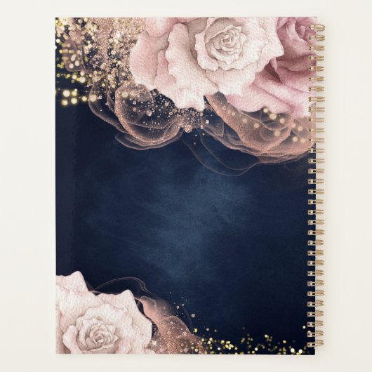 ムーディブルーのロマンチックな水の色のバラ結婚。 プランナー手帳 (裏面)