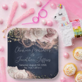 ムーディブルーのロマンチックな水の色のバラ結婚。 ペーパープレート (パーティー)