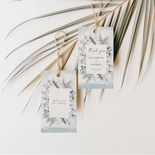 ムーディブルーウィンターフローラモノグラム結婚ズ ギフトタグ