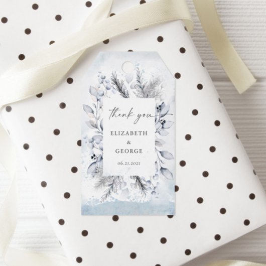 ムーディブルーウィンターフローラモノグラム結婚ズ ギフトタグ