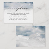 ムーディブルーウォーターカラーウェディングレセプションカード エンクロージャーカード (正面/裏面)