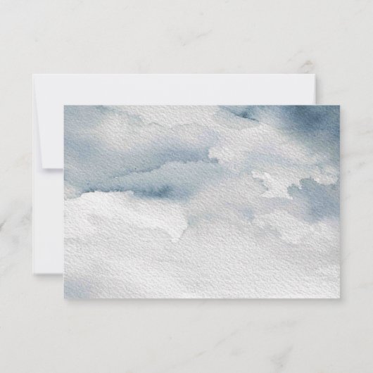 ムーディブルーウォーターカラーウェディングRSVP返信カード 出欠カード (裏面)