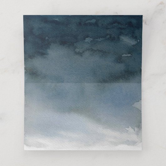 ムーディブルーウォーターカラーエレガントウェディング座席表 プレイスカード (内部開封)