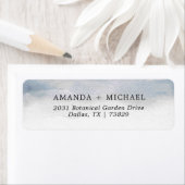 ムーディブルーウォーターカラーエレガント差出人住所 ラベル (インサイチュ)