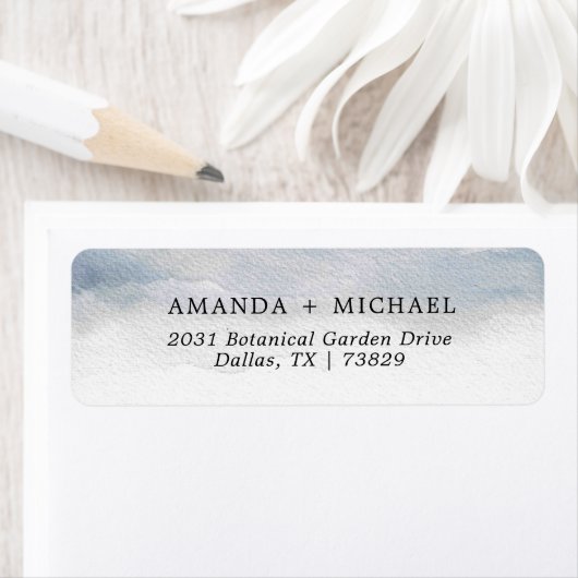 ムーディブルーウォーターカラーエレガント差出人住所 ラベル (インサイチュ)