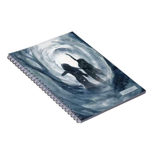 ムーディブルーウォーターカラームーンゴッドパーソナライズされた ノートブック (右側)