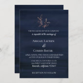 ムーディブルーウォーターカラー結婚式招待状 招待状 (正面/裏面)