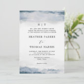 ムーディブルーウォーター色クラシックのエレガントウェディング 招待状 (スタンド正面)