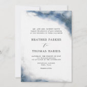 ムーディブルーウォーター色クラシックのエレガントウェディング 招待状 (正面)