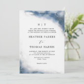 ムーディブルーウォーター色クラシックのエレガントウェディング 招待状 (スタンド正面)