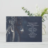 ムーディブルーエレガントクリスタル婚約招待状 招待状 (スタンド正面)