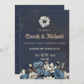 ムーディブルーカスタムフローラ結婚写真 招待状 (正面/裏面)