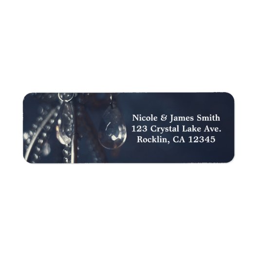 ムーディブルークリスタルエレガントロマンチックな結婚式 ラベル (正面)