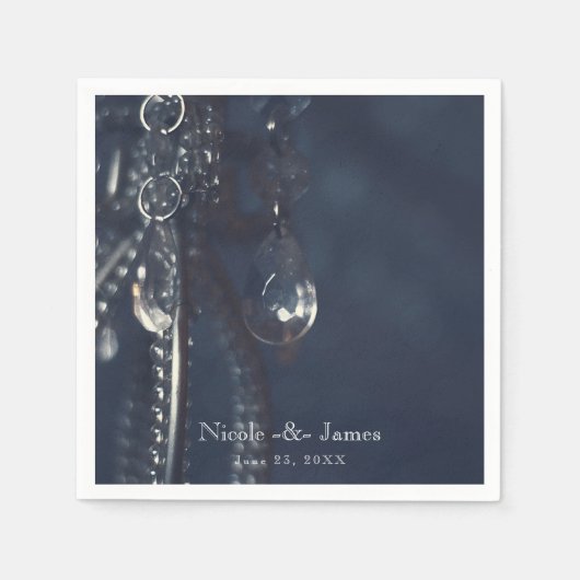 ムーディブルークリスタルシックエレガントウェディングレセプション スタンダードカクテルナプキン (正面)