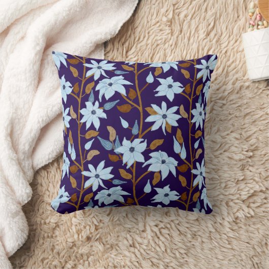 ムーディブルークレマチス後部花パターン クッション (ブランケット)