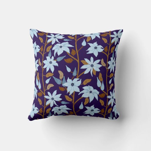 ムーディブルークレマチス後部花パターン クッション (裏面)