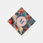 ムーディブルーファ離れーン植物学モノグラムの スタンダードカクテルナプキン (角)
