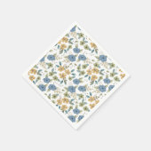 ムーディブルーフローラパーティーペーパーナプキン スタンダードカクテルナプキン (角)