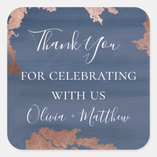 ムーディブルーメタリックパーソナライズされた スクエアシール (正面)