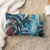 ムーディブルーモンステ葉ラテーマ ランバークッション (ブランケット)