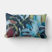 ムーディブルーモンステ葉ラテーマ ランバークッション (正面)