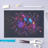 ムーディブーケ濃い花パープルピンク色の青 薄葉紙 (クラフト)