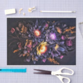 ムーディブーケ黒い黄色い紫色の花 薄葉紙 (クラフト)