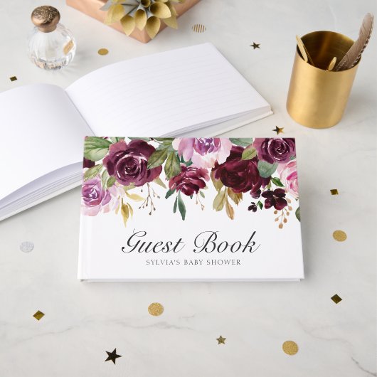 ムーディプラムフローラガールベビーシャワー ゲストブック (正面見開き)