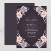 ムーディプラム+多肉植物+ユーカリの結婚式 招待状 (正面/裏面)