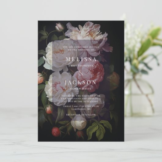 ムーディホワイト牡丹結婚式招待状 招待状 (スタンド正面)