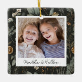 ムーディボタニカルダブルサイドパーソナライズされた写真 セラミックオーナメント (正面)