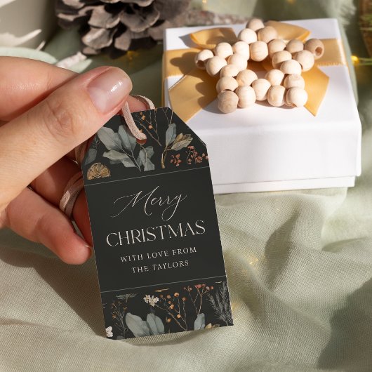 ムーディボタニカルパーソナライズされたクリスマスギフトタグ ギフトタグ