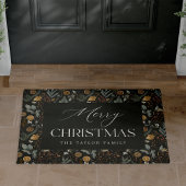 ムーディボタニカルパーソナライズされたクリスマスホリデー ドアマット