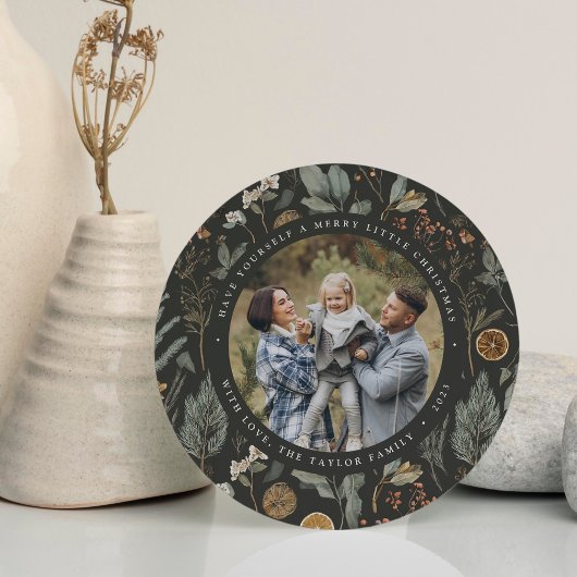 ムーディボタニカルラウンドホリデーフォトカード シーズンカード