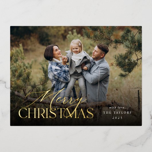 ムーディボタニカル横向きフォト金ゴールド 箔シーズンポストカード (正面)