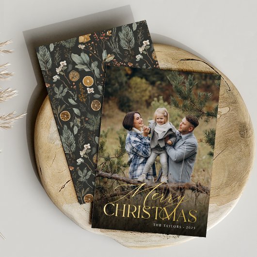 ムーディボタニカル縦方向の写真金ゴールド 箔シーズンカード