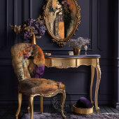 ムーディボホ花瓶とフローラパッチワークパターンアート 薄葉紙