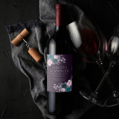 ムーディボーホ | ダークナス紫とティール(緑がかった色)の好意 ワインラベル