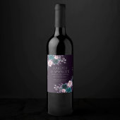 ムーディボーホ | ダークナス紫とティール(緑がかった色)の好意 ワインラベル