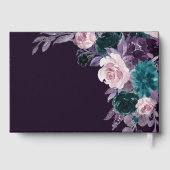 ムーディボーホ |ダークナス紫とティール（緑がかった色）ブーケ ゲストブック (裏面)