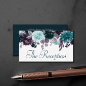 ムーディボーホ |ティール(緑がかった色)とターコイズフローラ披露宴 エンクロージャーカード