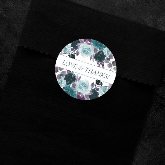 ムーディボーホ |ティール(緑がかった色)とナス紫バラカスタム ラウンドシール