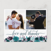 ムーディボーホ |ティール(緑がかった色)とパープル2写真ありがとう ポストカード (正面)