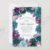 ムーディボーホ |ティール（緑がかった色）と紫の最終的な婚約したパーティー 招待状 (正面)