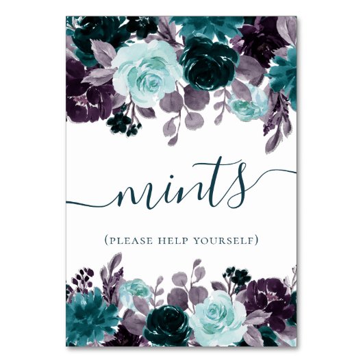 ムーディボーホ |ティール（緑がかった色）ターコイズとパープルトリート テーブルナンバー (正面)