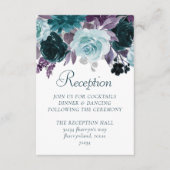 ムーディボーホ |ティール（緑がかった色）ターコイズとパープル披露宴 エンクロージャーカード (正面)