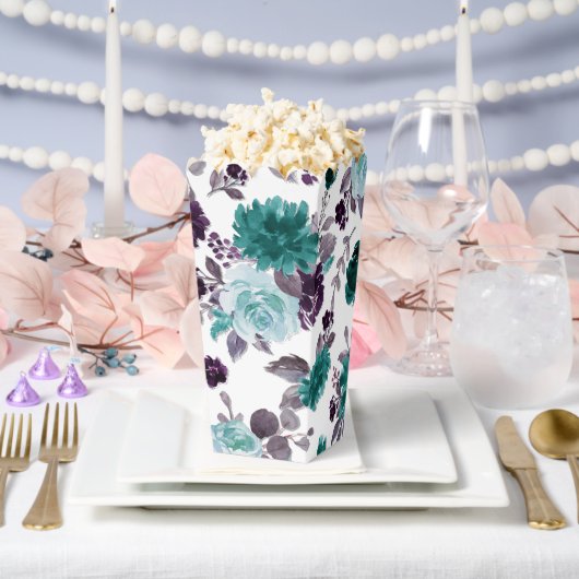 ムーディボーホ |ティール（緑がかった色）ターコイズと紫色パターン フェイバーボックス (ウェディング)