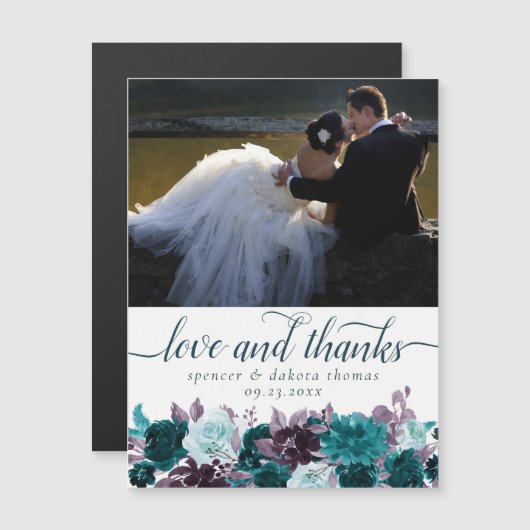 ムーディボーホ |ティール（緑がかった色）パープル写真ありがとうマグネット (正面/裏面)