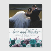 ムーディボーホ |ティール（緑がかった色）パープル写真ありがとうマグネット (正面)