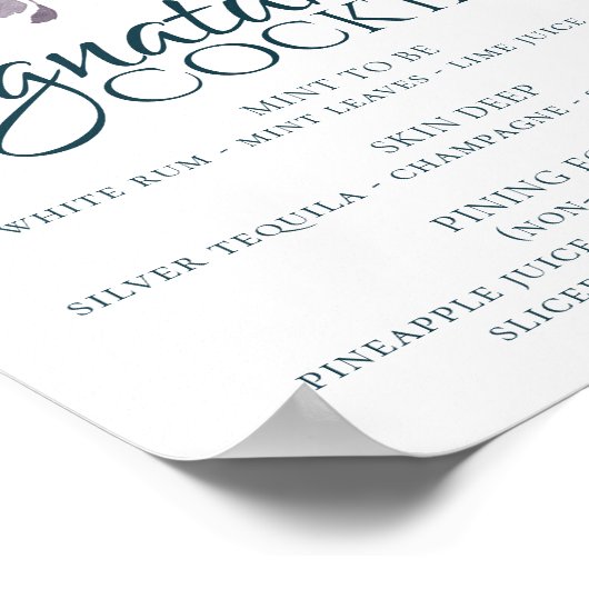 ムーディボーホ |ティール(緑がかった色)フローラガーランドシグネチャードリンク ポスター (角)